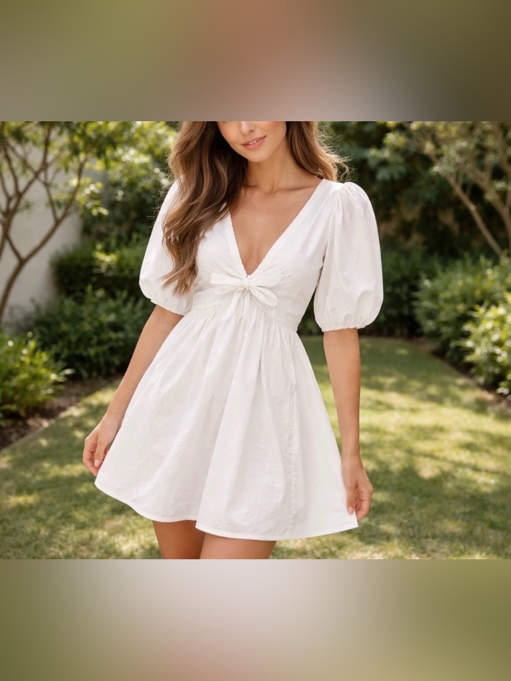 Abercrombie & Fitch White Puff Sleeve Cottagecore Mini Dress Women’s Size Medium